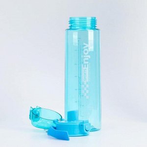 Бутылка для воды Enjoy sports, 800 мл, клик, на ремешке, голубой 8х26 см