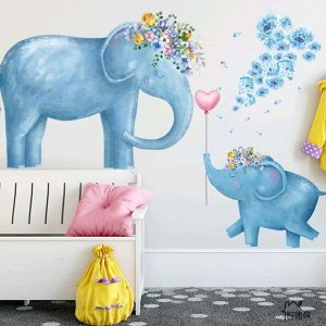 Наклейка пластик интерьерная "Голубые слоны" 60х90 см 5139581