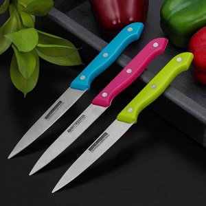 Набор кухонных ножей «Цвета», 3 предмета, лезвие 12 см, цвет МИКС 990836