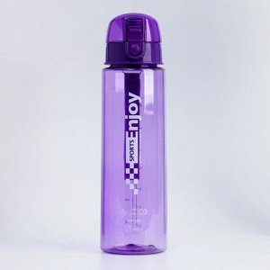 Бутылка для воды Enjoy sports, 800 мл, клик, на ремешке, фиолетовый 8х26 см