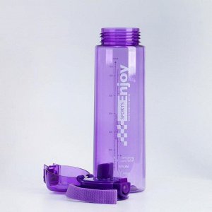 Бутылка для воды Enjoy sports, 800 мл, клик, на ремешке, фиолетовый 8х26 см
