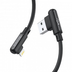Кабель USB BOROFONE BX58 Lucky, USB - Lightning Apple , 2.4А, 1 м, черный, Г-образный зарядка и передача данных