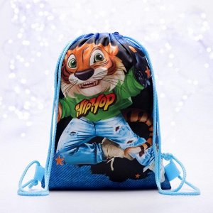 Мешок-рюкзак новогодний, 21 ? 29 см, отдел на шнурке, цвет синий, Hip-Hop