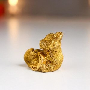 Сувенир полистоун "Золотой тигрёнок с золотыми монетами" МИКС 4,2х3,5х3,5 см