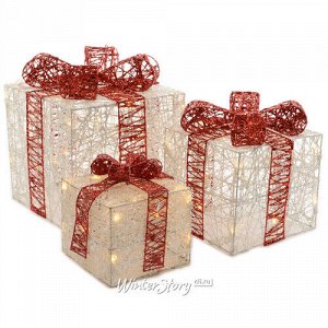 Светящиеся подарки Рождественские 3 шт 64 теплых белых LED ламп (Kaemingk)