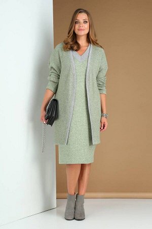 Кардиган, Платье / Viola Style 5491 зеленый