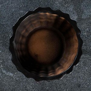 Фигурное кашпо для цветов «Соты», 800 мл, 16.5x16.5 см, керамика, чёрное