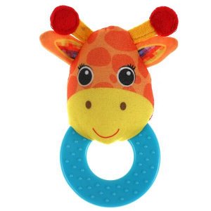 RPT-G5 Текстильная игрушка погремушка жираф принт с кольцом функционал Умка в кор.500шт