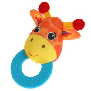 RPT-G5 Текстильная игрушка погремушка жираф принт с кольцом функционал Умка в кор.500шт