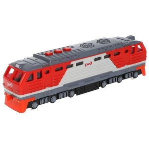 LOCO-22PLRZD-RD Модель пластик свет-звук ТЕПЛОВОЗ РЖД  21,5 см, 3 кноп, инерц, красный, кор. Технопарк в кор.48шт