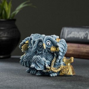 Фигурка гипс «Совы говорят по телефону», серая, 8x8x12 см