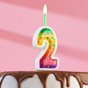 Свеча для торта цифра "Цветное пламя" "2"