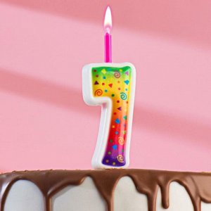Свеча для торта "Цветное пламя", 12.3 см, цифра "7"