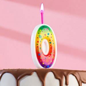 Свеча для торта цифра "Цветное пламя" "0"