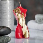 Фигурная свеча &quot;Женское тело №1&quot; красная с поталью 9,5см