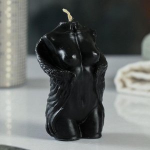 Фигурная свеча "Торс женский с крыльями" черная, 10см