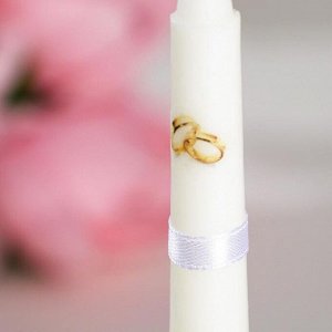 Набор свечей свадебных "Совет да любовь с розой"белый: родительские 1,8х15; очаг 5х9,5 см