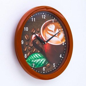 Часы настенные "Кофе", коричневый обод, 28х28 см