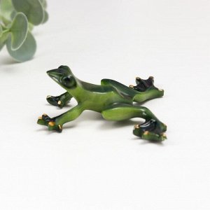 Сувенир полистоун "Зелёная лягушка - подготовка к прыжку" 3х6,5х8 см