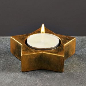 Подсвечник "Звезда" состаренное золото, 6х6х3 см, для свечи 3,5 см