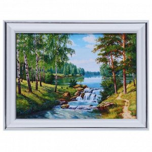 Картина "Озёрный водопад" 13х18(16х21) см