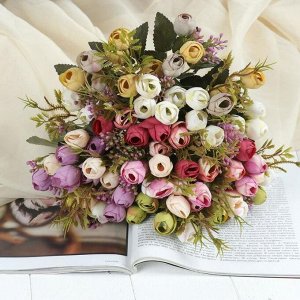 Букет искусственный «Ранункулюс с шариками», 2x24 см, МИКС