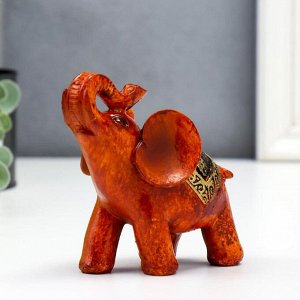 Сувенир полистоун "Слон под дерево с узорами на попоне" 10х5х12 см