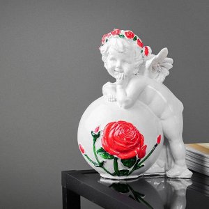 Фигура "Ангел на шаре с розой" 18х14см