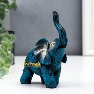 Сувенир полистоун "Синий слон с золотым узором на попоне" 13х5х11 см
