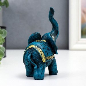 Сувенир полистоун "Синий слон с золотым узором на попоне" 13х5х11 см