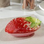 Миска стеклянная фигурная Доляна «Клубничка», 140 мл, 13?10,5 см, цвет красный