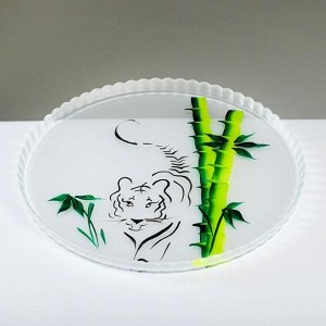 Поднос "Тигр в бамбуке" художественная роспись