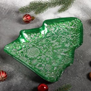 Блюдо сервировочное «Новогодняя ёлка», 24 см, цвет зелёный