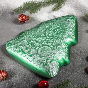 Блюдо сервировочное «Новогодняя ёлка», 24 см, цвет зелёный