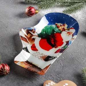 Блюдо сервировочное Доляна «Рукавица. Санта с подарками», 22,5x14x2 см