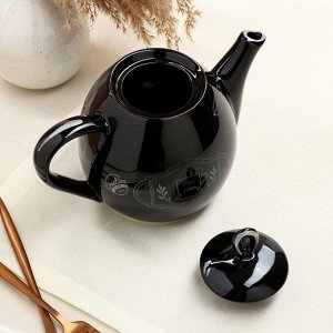 Чайник для заварки &quot;Петелька&quot;, чёрный, чай серебро, 1.1 л, микс