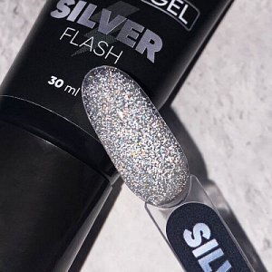 Комби гель Silver Flash с серебряным светоотражающим глиттером