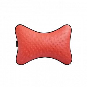 Ортопедическая подушка на подголовник из красной перфорированной экокожи