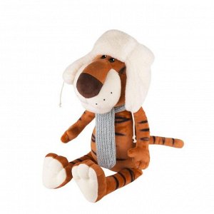 Мягкая игрушка «Тигр Федя в ушанке и вязаном шарфе», 20 см