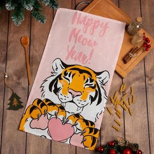 Полотенце «Доляна» Happy meow year 35х60 см,100% хлопок 160 г/м2