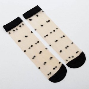 Набор стеклянных женских носков 3 пары «Горошек», цвет чёрный, размер 35-37 (21-25 см)