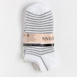 Набор носков женских (3 пары) MINAKU цвет белый/серый меланж, (23 см)