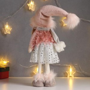 Кукла интерьерная "Малышка с хвостиками, в бело-розовом платье и колпаке" 55 см