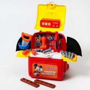 Набор строителя с инструментами игровой "чемоданчик" рюкзак с инструментами, Микки Маус