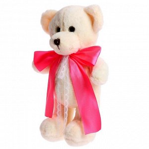 Мягкая игрушка «Мишка Аха Великолепный стоячий с розовым атласным бантом», 33 см