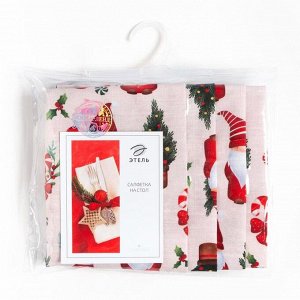 Набор салфеток &quot;Этель&quot; &quot;Santa Claus&quot; 46х46 см - 4 штуки, 100%хлопок, репс 210 г/м2