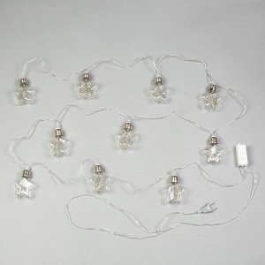 Гирлянда «Нить» 3 м с насадками «Лампочки звездочки», IP20, прозрачная нить, 80 LED, свечение белое, 8 режимов, 220 В