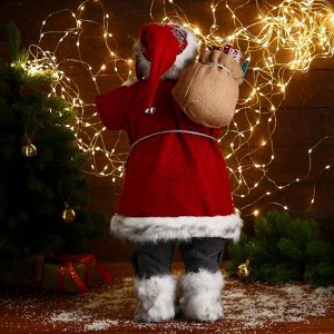 Дед Мороз "В красной шубке с орнаментом, с подарками" 35х60 см