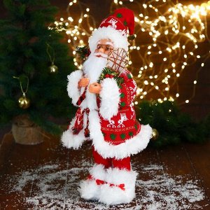 Дед Мороз "В красной шубке, колпачке и с подарками" 23х45 см