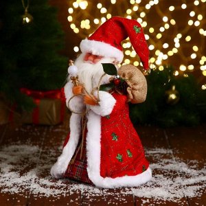 Дед Мороз "С посошком и подарками" двигается, 29 см